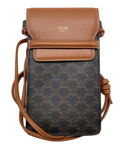 CELINE（セリーヌ）CELINE (セリーヌ) トリオンフキャンバスモバイルポーチ ブラウン サイズ:-の古着・服飾アイテム