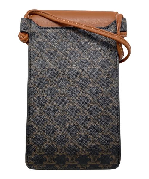 CELINE（セリーヌ）CELINE (セリーヌ) トリオンフキャンバスモバイルポーチ ブラウン サイズ:-の古着・服飾アイテム
