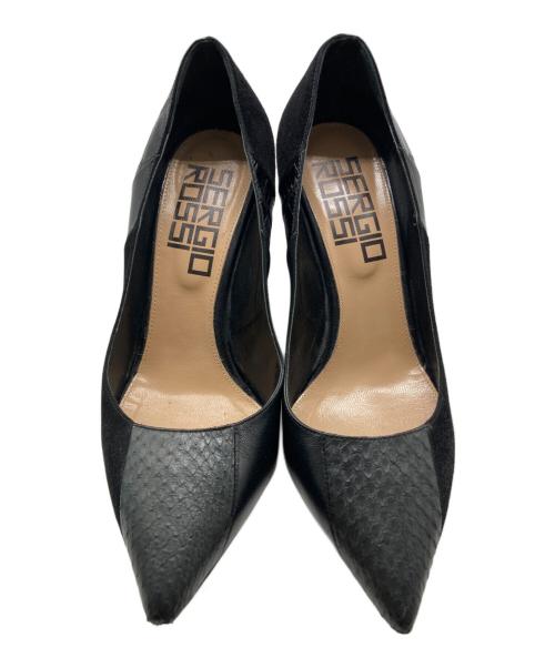 sergio rossi（セルジオロッシ）sergio rossi (セルジオロッシ) コンビポインテッドトゥパンプス ブラック サイズ:SIZE 37の古着・服飾アイテム