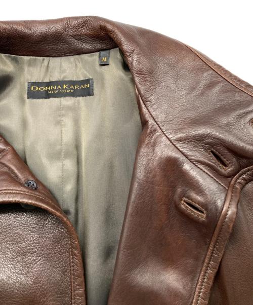 Donna Karan（ダナキャラン）Donna Karan (ダナキャラン) レザーコート ブラウン サイズ:Mの古着・服飾アイテム