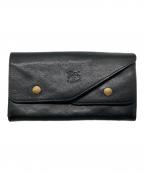 IL BISONTEイル ビゾンテ）の古着「ダブルフラップレザーロングウォレット」｜ブラック