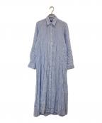 POLO RALPH LAURENポロ・ラルフローレン）の古着「ストライプリネンシャツワンピース」｜ブルー