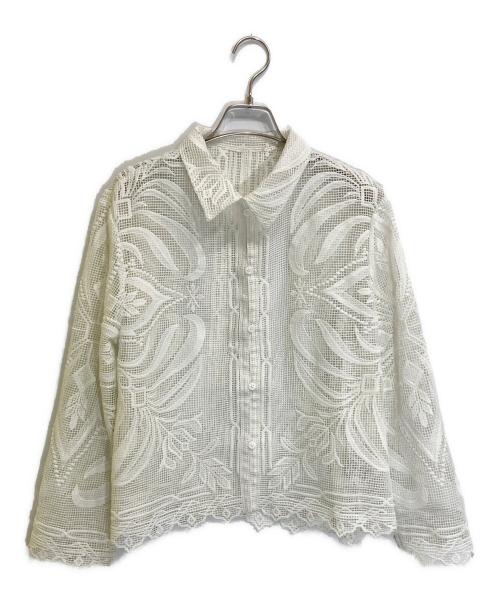 Adam et Rope（アダム エ ロペ）Adam et Rope (アダム エ ロペ) クロップドクラフトレースシャツ ホワイト サイズ:freeの古着・服飾アイテム
