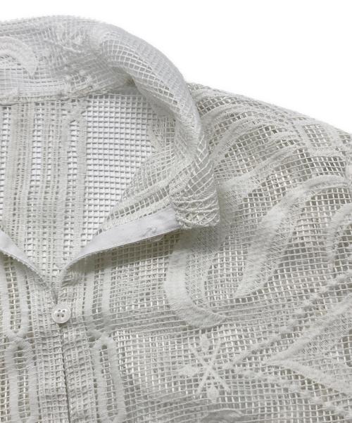 Adam et Rope（アダム エ ロペ）Adam et Rope (アダム エ ロペ) クロップドクラフトレースシャツ ホワイト サイズ:freeの古着・服飾アイテム