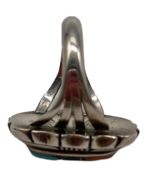 インディアンジュエリー ズニ族（インディアンジュエリー ズニゾク）インディアンジュエリー ズニ族 (インディアンジュエリー ズニゾク) スタンプワークストーンリング グリーン×ブルー サイズ:-の古着・服飾アイテム