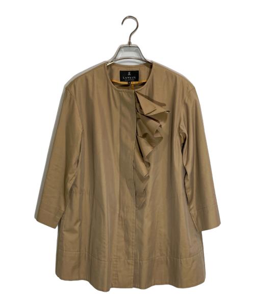 LANVIN COLLECTION（ランバンコレクション）LANVIN COLLECTION (ランバンコレクション) ノーカラーフリルジャケット ベージュ サイズ:38の古着・服飾アイテム