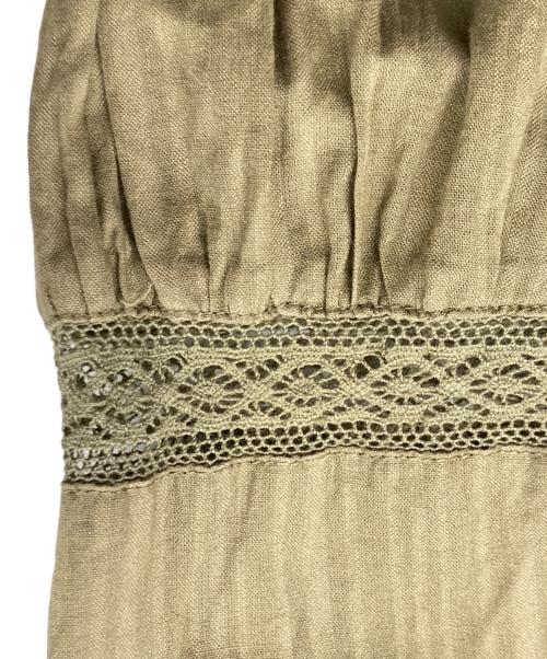 LAUREN RALPH LAUREN（ローレンラルフローレン）LAUREN RALPH LAUREN (ローレンラルフローレン) シャドウストライプ コットン ティアード ドレス オリーブ サイズ:6の古着・服飾アイテム