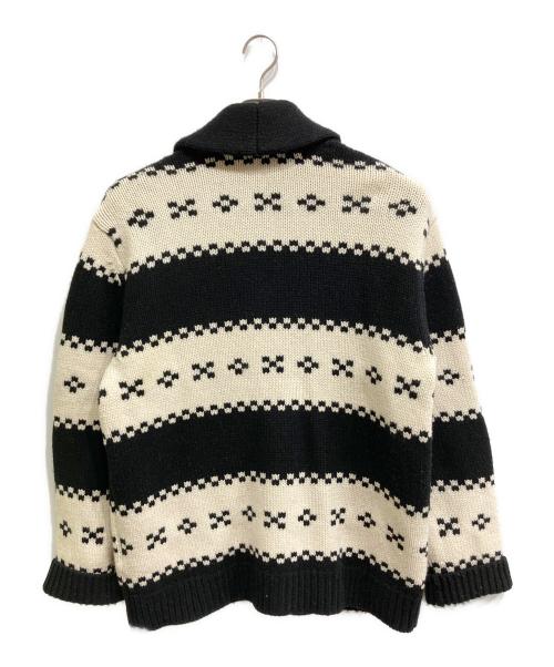 COACH（コーチ）COACH (コーチ) ショールカラーカーディガン ブラック×ベージュ サイズ:SIZE Lの古着・服飾アイテム