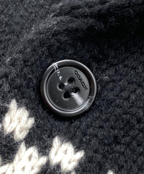 COACH（コーチ）COACH (コーチ) ショールカラーカーディガン ブラック×ベージュ サイズ:SIZE Lの古着・服飾アイテム
