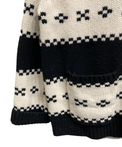 COACH（コーチ）COACH (コーチ) ショールカラーカーディガン ブラック×ベージュ サイズ:SIZE Lの古着・服飾アイテム