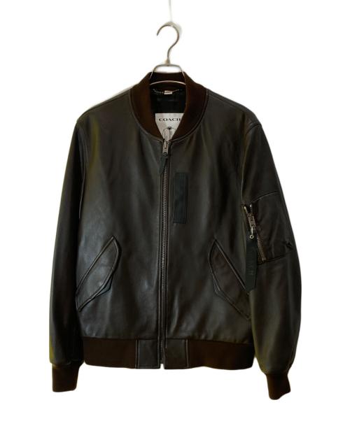COACH（コーチ）COACH (コーチ) レザー MA-1 ジャケット ブラウン サイズ:48の古着・服飾アイテム