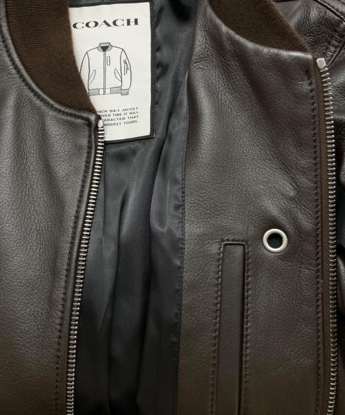 COACH（コーチ）COACH (コーチ) レザー MA-1 ジャケット ブラウン サイズ:48の古着・服飾アイテム