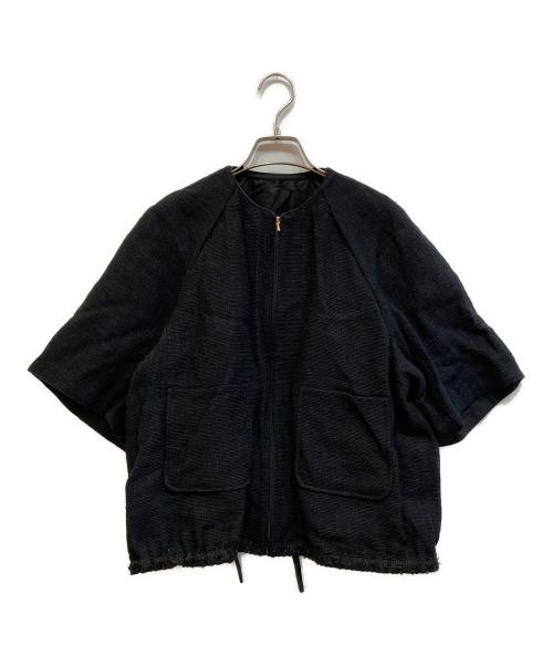 DRAWER（ドゥロワー）Drawer (ドゥロワー) コットンナイロンジップブルゾン ブラック サイズ:36の古着・服飾アイテム