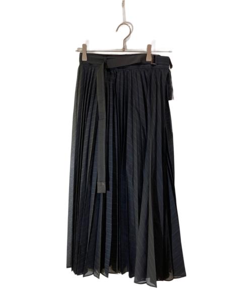 sacai（サカイ）sacai (サカイ) Chalk Stripe Skirt ネイビー サイズ:1の古着・服飾アイテム