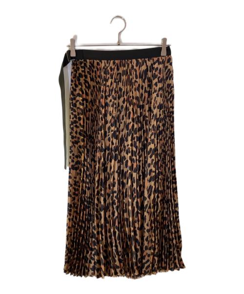 sacai（サカイ）sacai (サカイ) レオパードプリーツラップスカート ベージュ サイズ:1の古着・服飾アイテム