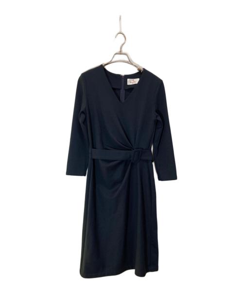 kay me（ケイミー）kay me (ケイミー) ダブルジャージー Vネックデイリーワンピース ネイビー サイズ:9の古着・服飾アイテム