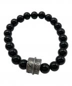 stussy×JAM HOME MADEステューシー×ジャムホームメイド）の古着「フェザーデザイン数珠ブレスレット」｜ブラック