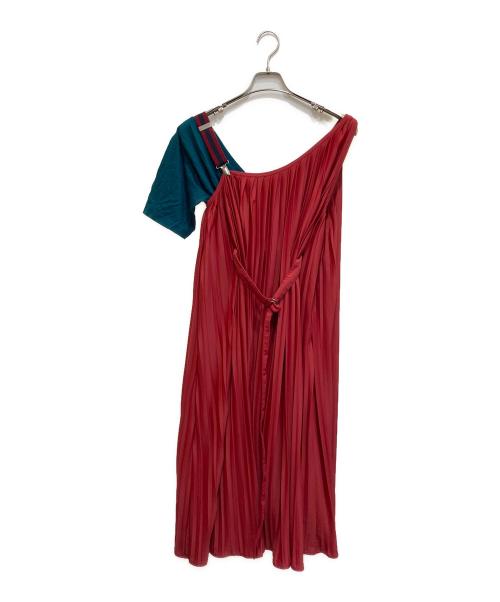 Maison MIHARA YASUHIRO（メゾン ミハラ ヤスヒロ）Maison MIHARA YASUHIRO (メゾン ミハラ ヤスヒロ) Tshirts Docking Dress レッド×グリーン サイズ:40の古着・服飾アイテム