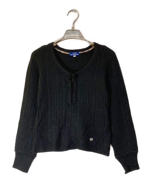 BURBERRY BLUE LABEL（バーバリーロンドンブルーレーベル）BURBERRY BLUE LABEL (バーバリーロンドンブルーレーベル) クルーネックニット ブラック サイズ:38の古着・服飾アイテム