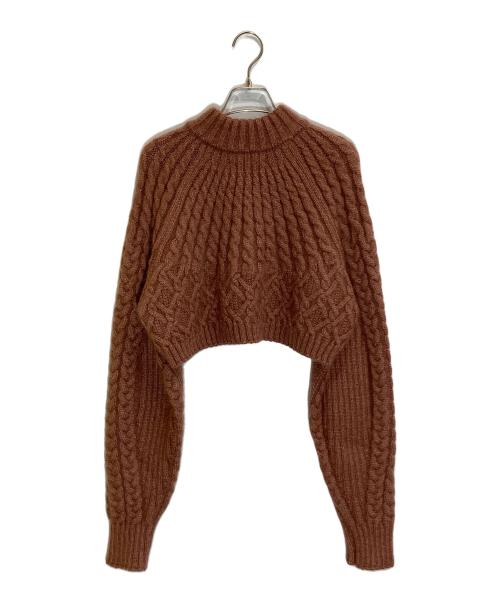 SMEILE（スメイル）SMEILE (スメイル) ケーブルモヘアカーディガン ブラウン サイズ:38の古着・服飾アイテム