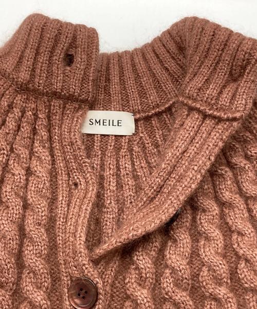 SMEILE（スメイル）SMEILE (スメイル) ケーブルモヘアカーディガン ブラウン サイズ:38の古着・服飾アイテム