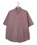 AURALEEオーラリー）の古着「WASHED FINX TWILL BIG HALF SLEEVED SHIRTS」｜ピンク