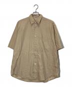 AURALEEオーラリー）の古着「WASHED FINX TWILL BIG HALF SLEEVED SHIRTS」｜ベージュ