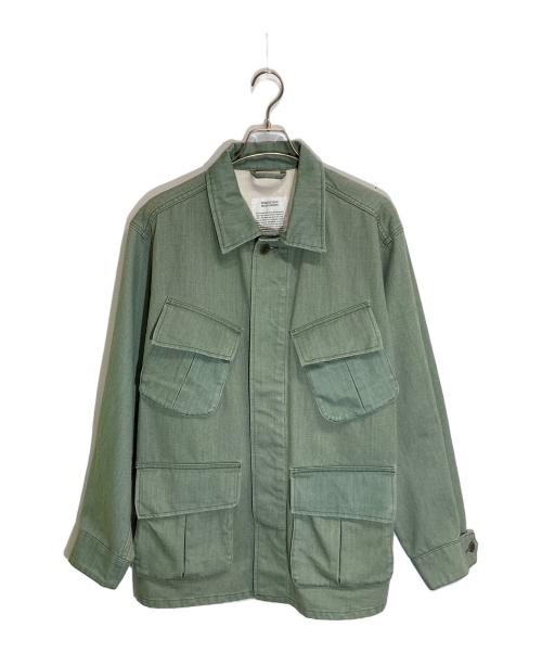 JOHNBULL（ジョンブル）Johnbull (ジョンブル) 12オンスピグメントデニムファティーグシャツ グリーン サイズ:Lの古着・服飾アイテム