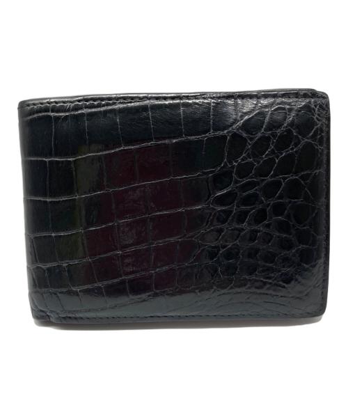 BOTTEGA VENETA（ボッテガベネタ）BOTTEGA VENETA (ボッテガベネタ) 型押し二つ折り財布 ブラックの古着・服飾アイテム