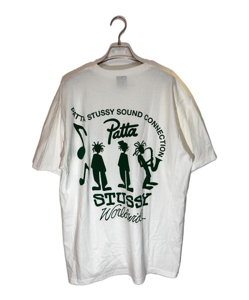 stussy（ステューシー）stussy (ステューシー) Patta (パタ) Sound Connection T ホワイト×グリーン サイズ:Lの古着・服飾アイテム