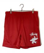 stussyステューシー）の古着「SURFMAN MESH SHORT」｜レッド