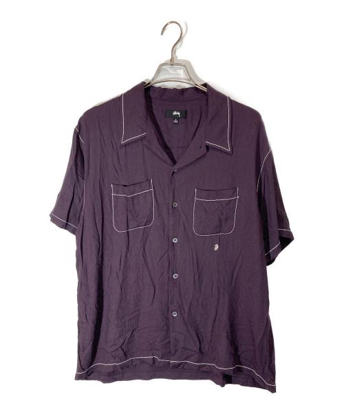 stussy（ステューシー）stussy (ステューシー) Contrast Pick Stitched shirt パープル サイズ:Lの古着・服飾アイテム