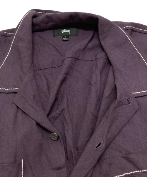 stussy（ステューシー）stussy (ステューシー) Contrast Pick Stitched shirt パープル サイズ:Lの古着・服飾アイテム