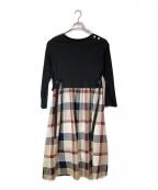 BLUE LABEL CRESTBRIDGEブルーレーベルクレストブリッジ）の古着「ハイゲージポンチワンピース」｜ブラック