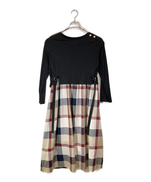 BLUE LABEL CRESTBRIDGE（ブルーレーベルクレストブリッジ）BLUE LABEL CRESTBRIDGE (ブルーレーベルクレストブリッジ) ハイゲージポンチワンピース ブラック サイズ:38の古着・服飾アイテム