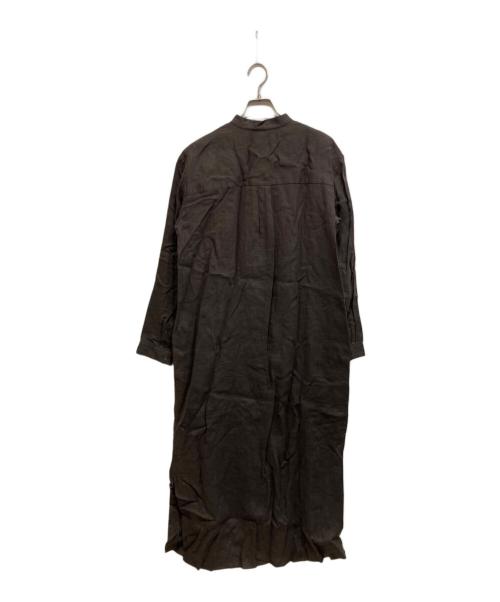 GALERIE VIE（ギャルリーヴィー）GALERIE VIE (ギャルリーヴィー) リネン バンドカラーシャツワンピース ブラウン サイズ:36の古着・服飾アイテム