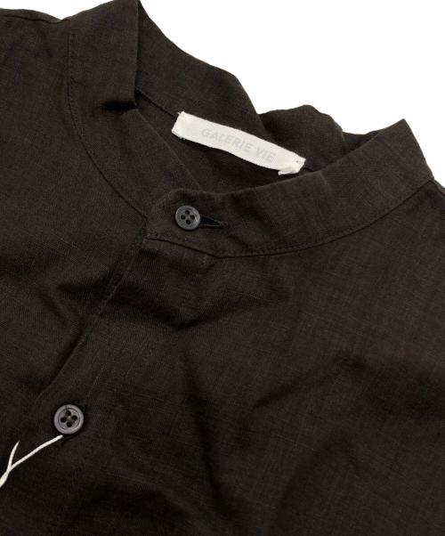 GALERIE VIE（ギャルリーヴィー）GALERIE VIE (ギャルリーヴィー) リネン バンドカラーシャツワンピース ブラウン サイズ:36の古着・服飾アイテム