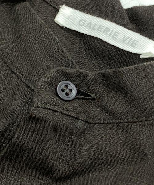 GALERIE VIE（ギャルリーヴィー）GALERIE VIE (ギャルリーヴィー) リネン バンドカラーシャツワンピース ブラウン サイズ:36の古着・服飾アイテム