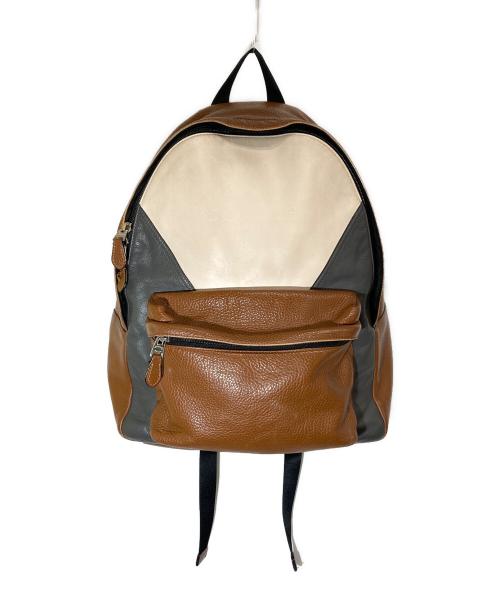 COACH（コーチ）COACH (コーチ) Charles Backpack In Patchwork Leather ベージュ×ブラウンの古着・服飾アイテム