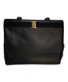 Salvatore Ferragamo（サルヴァトーレ フェラガモ）の古着「ヴァラレザートートバッグ」｜ブラック