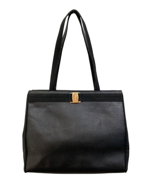 Salvatore Ferragamo（サルヴァトーレ フェラガモ）Salvatore Ferragamo (サルヴァトーレ フェラガモ) ヴァラレザートートバッグ ブラック サイズ:-の古着・服飾アイテム