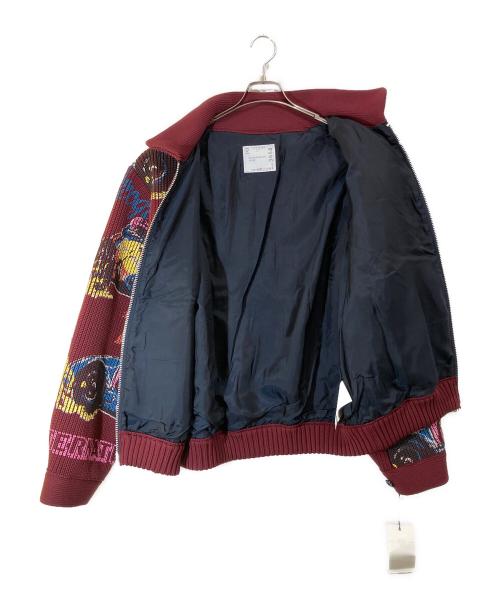 sacai（サカイ）sacai (サカイ) Car Race Print Knit Blouson ボルドー サイズ:3の古着・服飾アイテム