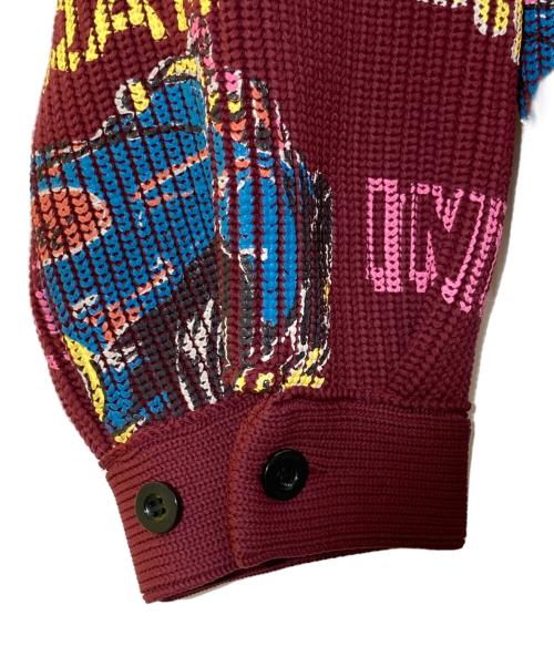 sacai（サカイ）sacai (サカイ) Car Race Print Knit Blouson ボルドー サイズ:3の古着・服飾アイテム