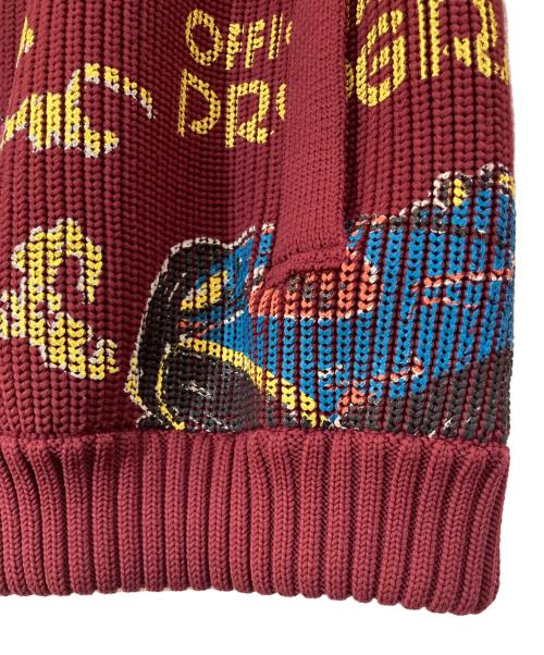 sacai（サカイ）sacai (サカイ) Car Race Print Knit Blouson ボルドー サイズ:3の古着・服飾アイテム