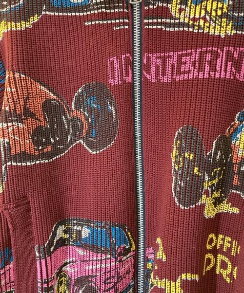 sacai（サカイ）sacai (サカイ) Car Race Print Knit Blouson ボルドー サイズ:3の古着・服飾アイテム