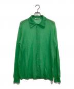 AURALEEオーラリー）の古着「KID MOHAIR SHEER KNIT SHIRT CARDIGAN」｜グリーン