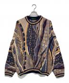 TUNDRAツンドラ）の古着「3Dパターンニット」｜ネイビー×ベージュ