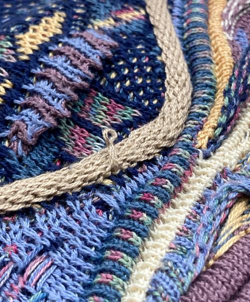 TUNDRA（ツンドラ）TUNDRA (ツンドラ) 3Dパターンニット ネイビー×ベージュ サイズ:Ｌの古着・服飾アイテム