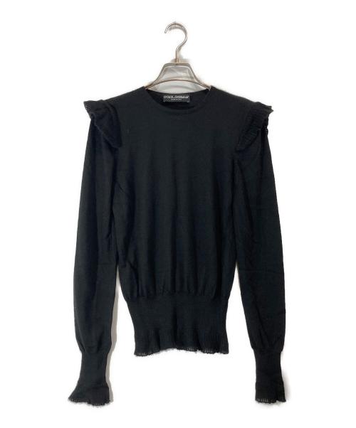 DOLCE & GABBANA（ドルチェ＆ガッバーナ）DOLCE & GABBANA (ドルチェ＆ガッバーナ) カシミヤシルクフリルニット ブラック サイズ:-の古着・服飾アイテム