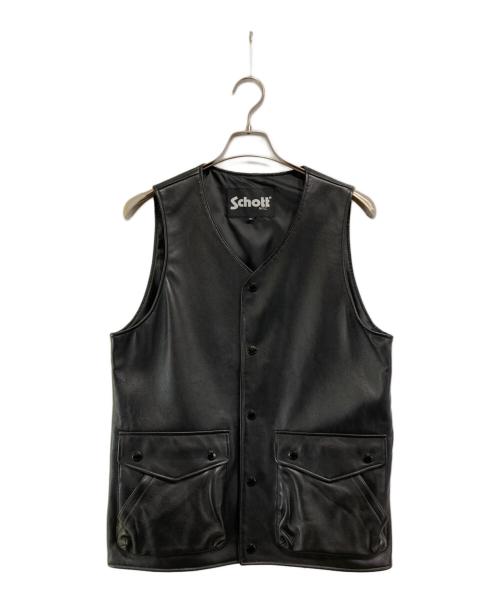 Schott（ショット）Schott (ショット) nano・universe (ナノ・ユニバース) 別注レザーベスト ブラック サイズ:Mの古着・服飾アイテム